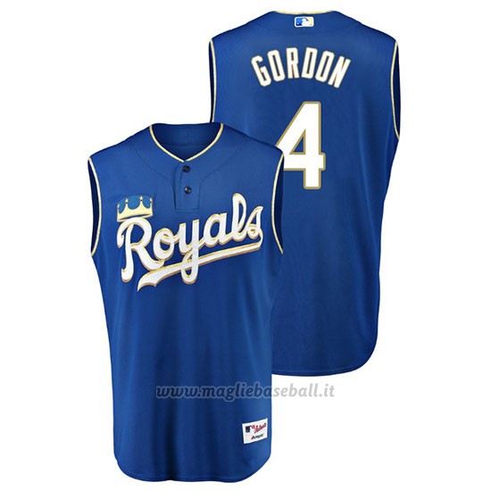 Maglia Baseball Uomo Kansas City Royals Alex Gordon Throwback Turn Ahead Blu